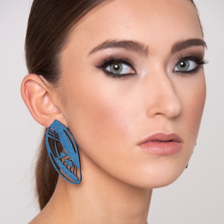 Earrings Lyon 6,5cm metallic blue