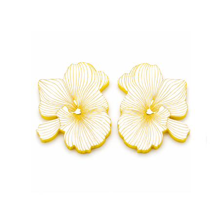 Kõrvarõngad Flower 3cm valge/kollane